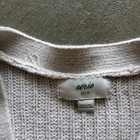 Aerie Cardigan Sweater Womens Size XS Cream Chunky Knit Button Front - Picture 2 of 5